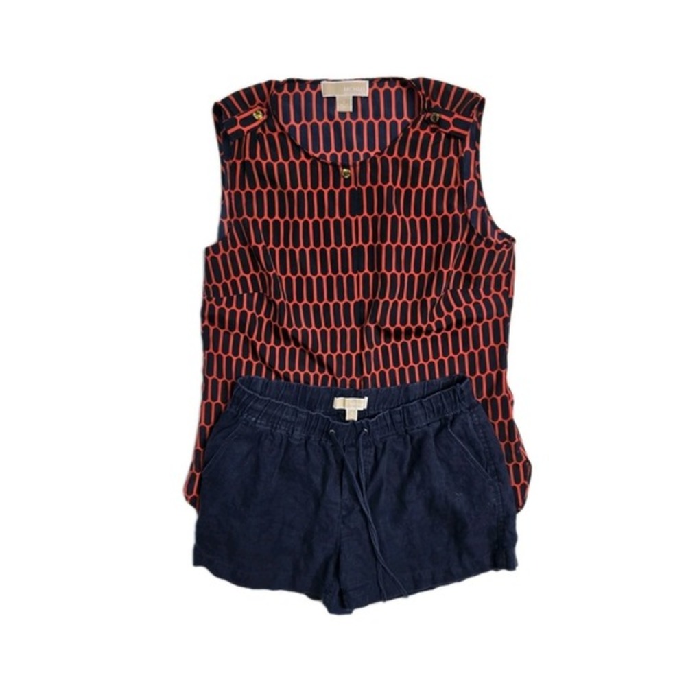 Michael Kors‎ Women's Linnen Shorts Shirt  Navy Blue 6 Lot Of 2
